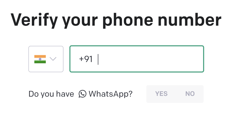 The ZeroTwo phone sign-in form with a Country menu set to United States +1, a Phone number box and a Continue button
