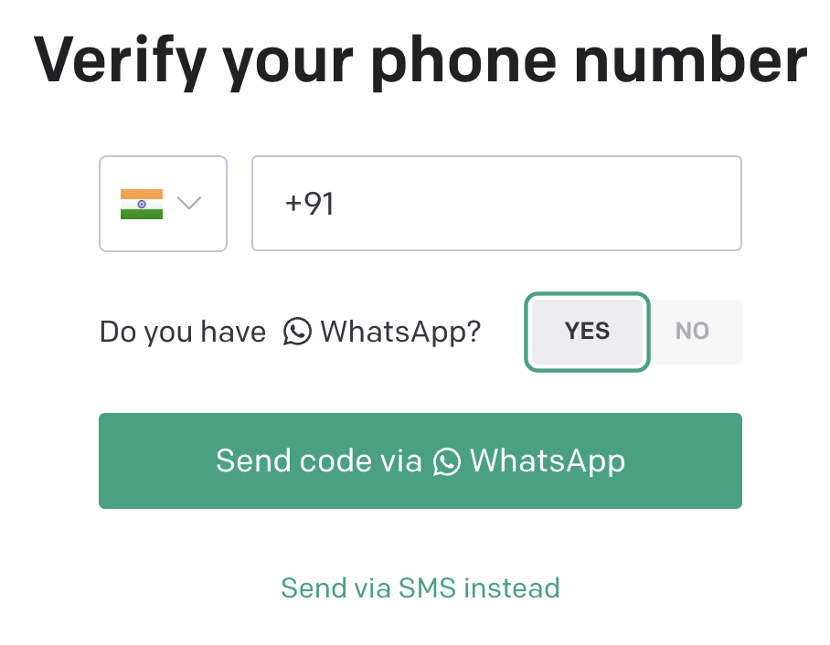 The code screen in the ZeroTwo iPhone app: Check your phone, a Verification code box, and the Verify, Resend code and Use a different phone number buttons