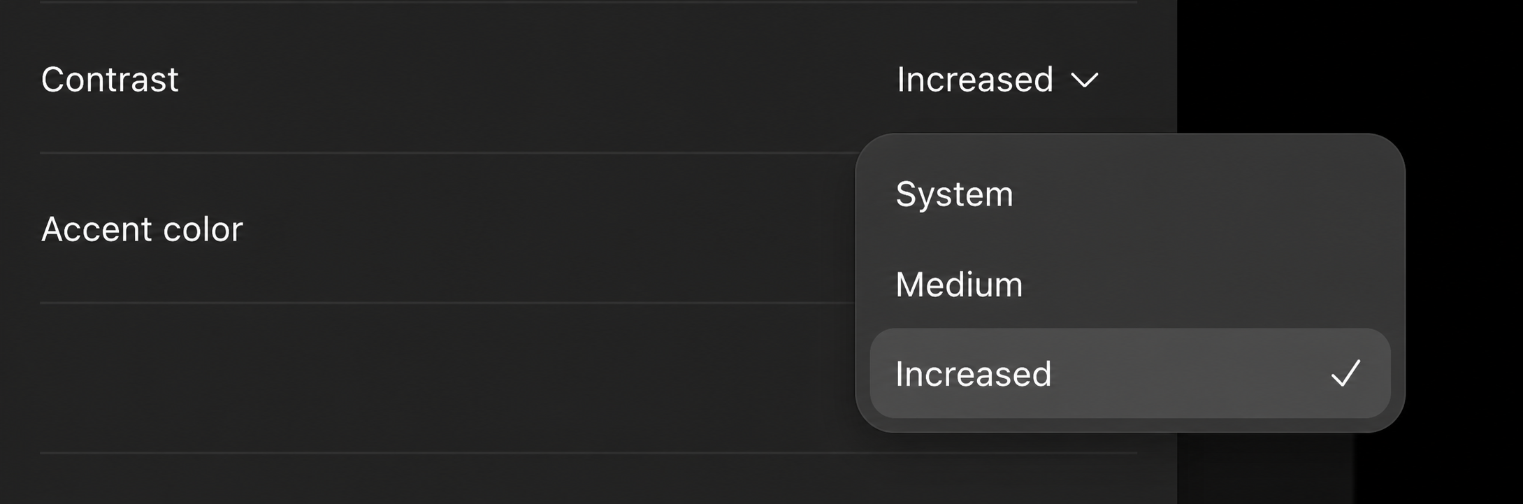 The Contrast row on ZeroTwo's Appearance page, showing a slider with its current value on the right.